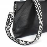 Плечевой ремень (стропа)  ADEL-250/регулируемый/ЧЕРНАЯ фур-а,  макс длина 120см,  галочки черн/белый  241735