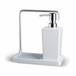 LUNA Диспенсер (белый) для моющего средства объёмом 420 мл с вращающейся вешалкой для тряпки.
