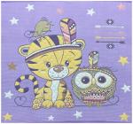 Плед вафельный ТИГРЕНОК С СОВОЙ - фиолетовый р-р 110х110