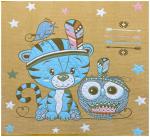 Плед вафельный ТИГРЕНОК С СОВОЙ - горчичный р-р 110х110