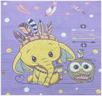 Плед вафельный СЛОНИК С СОВОЙ - фиолетовый р-р 110х110