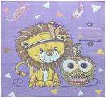 Плед вафельный ЛЕВ С СОВОЙ - фиолетовый р-р 110х110