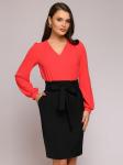 Блуза кораллового цвета с пышными рукавами