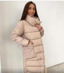 Болоневое пальто с крупными карманами светло-бежевое ZI