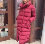 Болоневое пальто с крупными карманами бордо ZI