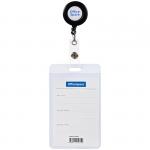 Бейдж вертикальный OfficeSpace, 68*110 мм (размер вставки 60*90 мм), держатель-рулетка, черный, 284661