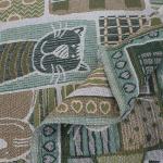 Покрывало гобелен детское Коты зеленый