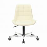 Кресло BRABIX "Deco MG-316", без подлокотников, пятилучие серебристое, экокожа, слоновая кость, 532081