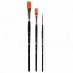 Кисти художественные BRAUBERG ART, набор 3 штуки (синтетика круглая №2, плоские №8,12), 200944