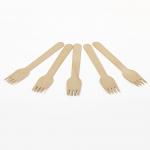 Вилка одноразовая деревянная 160мм, КОМПЛЕКТ 100шт, БЕЛЫЙ АИСТ, 607574