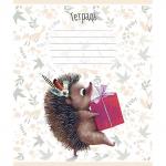 Тетрадь 12л. ПЗБМ клетка, конгревное тиснение, Ёжик (5 видов), 019852