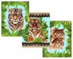 Комплект полотенец Тигры 50*60 см, - 3 шт. рогожка хлопок 100%