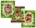 Комплект полотенец Тигры 50*60 см, - 3 шт. рогожка хлопок 100%