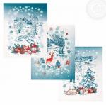 Комплект полотенец "Синий иней" 50*60 см - 3 шт. рогожка хлопок 100%