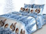 Комплект постельного белья "Белочки"-голуб. бязь хлопок 100% Евро