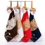 Детское полотенце велюр - махра с головой 36*36 см, Мордочки - тигры хлопок 100%