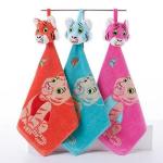 Детское полотенце велюр - махра с головой 36*36 см, Мордочки - тигры хлопок 100%