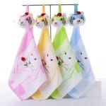 Детское полотенце велюр - махра с головой 36*36 см, Мордочки - тигры хлопок 100%