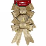 Бант на ёлку Золотой блеск 14 см (набор 2 шт.)