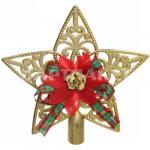 Звезда на ёлку "Ажур" с бантом 15 см, золото