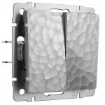 Выключатель двухклавишный (hammer серебряный)