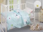 Комплект постельного белья поплин Зайчата ББ детский 107х140 с простыней на резинке