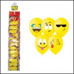 Воздушные шары,   5шт., М12/30см Эмоции Смайл, пастель, ассорти, европодвес, стриплента, 4690296054335