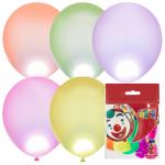 Воздушные шары,   5шт., М10/25см Флуоресцентный, ассорти, со светодиодами, европодвес, 6053246