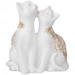 169-279 фигурка декоративная "кот и кошка" 13*14 см цвет: белый с золотом