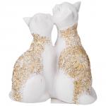 169-279 фигурка декоративная "кот и кошка" 13*14 см цвет: белый с золотом