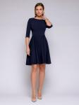 ***Платье темно-синее с рукавами 3/4 и расклешенной юбкой