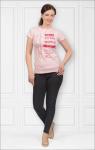 Футболка женская , принт Smile To The World, розовый (360-2)