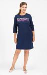 Платье с карманами футер с лайкрой, принт, индиго (587-2)