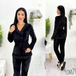 Велюровый домашний костюм черный UM29