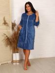 Халат велюровый на молнии, индиго (710в-1)