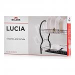 Cушилка для посуды 2-ярусная LUCIA, с поддоном и держателями для стаканов и столовых приборов, черная, 52х24.5х40 см