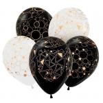 Набор воздушных шаров металлик S 12" (30 см) Геометрия золото 5 шт. 612199