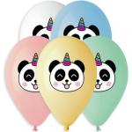 Набор воздушных шаров GM 14" (30см) Панда-Единорог 5цв 5шт 1103-1957