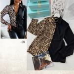 Блузка лайт леопард бежево-черная KH110