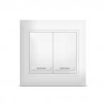 Выключатель двухклавишный "Севиль", скрытая установка, еврослот, 10А, 220В, слоновая кость, с подсветкой (Китай)