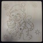 Выжигание-раскраска по дереву Тигренок в шапке