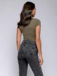 Боди цвета хаки трикотажное с короткими рукавами