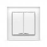 Выключатель двухклавишный "Бриллиант", скрытая установка, еврослот, 10А, 220В, белый, с подстветкой (Китай)