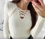 Джемпер  Женский 3003 "Ворот Шнуровка" Белый