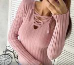 Джемпер  Женский 3003 "Ворот Шнуровка" Розовый