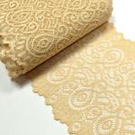 Кружево -стрейч цвет бежевый ширина 180 мм