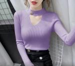 Джемпер  Женский 3003 "Вырез + Пуговка Ворот" Сиреневый