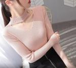 Джемпер  Женский 3003 "Вырез + Пуговка Ворот" Розовый