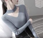 Джемпер  Женский 3003 "Вырез + Пуговка Ворот" Светло-Серый