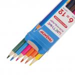 .Карандаши двусторонние ПИФАГОР "Веселые акулята", 6 штук, 12 цветов, заточенные, европодвес, 181362